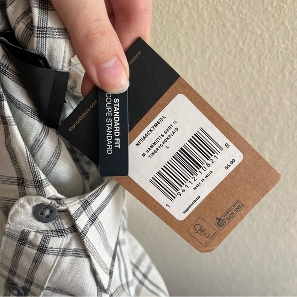 NWT The North Face Hammetts Shirt II Tin Grey Check Plaid Button Down Mens Large - Picture 10 of 12